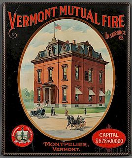 Lithographed Tin "Vermont Mutual Fire Insurance Co" Sign
