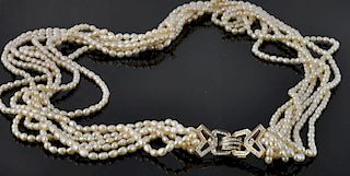 6 Strand 18kt. Gold & Freshwater Pearl Necklace