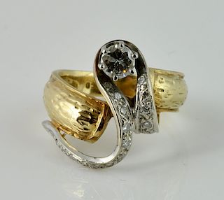 Yellow & White Gold Free Form Diamond Ring