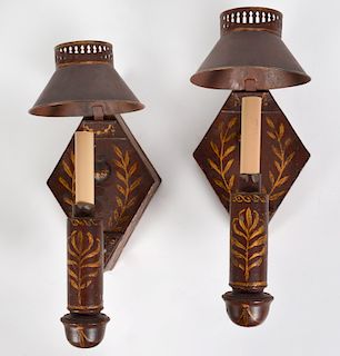 Pr. French Tole Sconces Late 19th Ct.