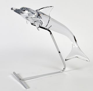 Daum Crystal Leaping Dolphin with Stand