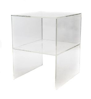 A Lucite Two-Tier Side Table, Height 29 x width 24 x depth 22 inches.