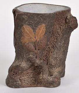 Chinese Ceramic Brush Pot with Markings