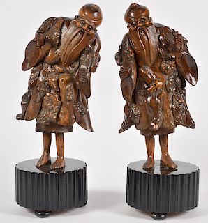 Two Chinese Root Wood Carved Figures