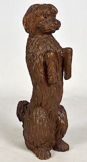 19th Century Continental Carved Wood Dog Figure