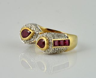 18kt Gold, Diamond & Ruby Ring
