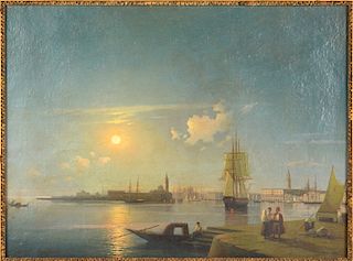 Ivan Aivazovsky, Manner of, "Full Moon Seascape"