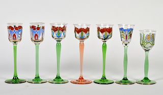 7 Wiener Werkstatt Cordial Glasses