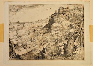 Peter Bruegel the Elder Etching "The Rabbit Hunt"