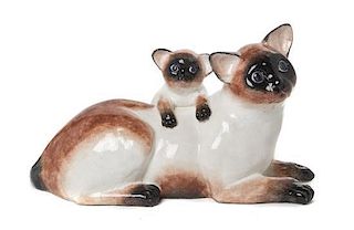 An Italian Ceramic Model of a Cat, Length 20 1/2 inches.