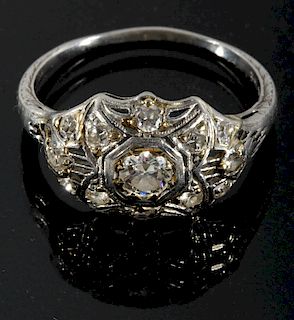 Edwardian Era Platinum & Diamond Ring c. 1900-