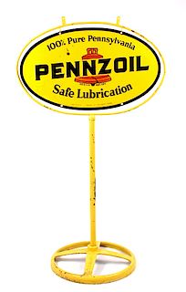Pennzoil Double Sided Hanging Sign w Original Base