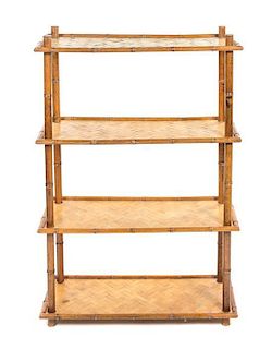 A Bamboo Open Bookshelf, Height 47 1/2 x width 31 1/2 x depth 12 1/2 inches.
