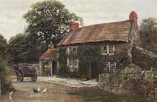 Robert Ward van Boskerck, (American, 1855-1932), English Cottage by a Lane