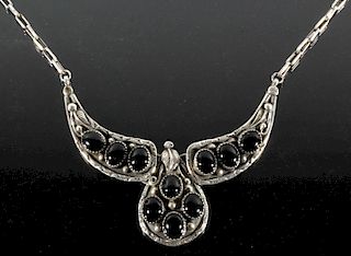 Eugene Belone Navajo Silver & Onyx Necklace