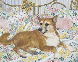 Constance Coleman Richardson, (American, 1905-2002), Lillys Dog on a Bed, 1978