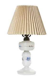 An Opaline Glass Table Lamp, Height 9 3/4 inches.