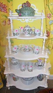 Two White Painted Furniture Articles, Height of etagere 61 1/8 inches.