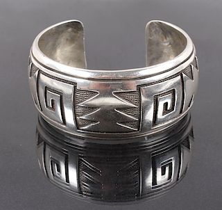 Navajo Sterling Silver Engraved Bracelet