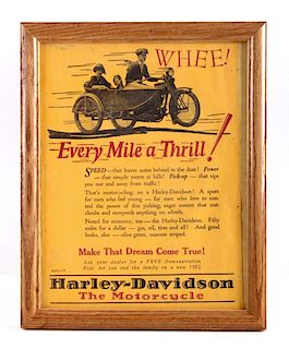 1924 Harley Davidson Framed Advertisement