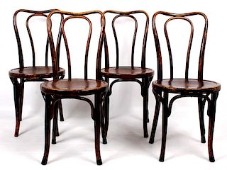 Four Jacob & Josef Kohn Bentwood Parlor Chairs