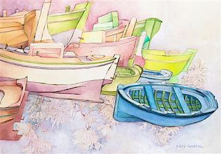 Piero Aversa, (Italian, 1928-1990), Boats and Flowers