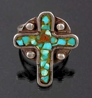 Navajo Chipped Turquoise Sterling Silver Ring