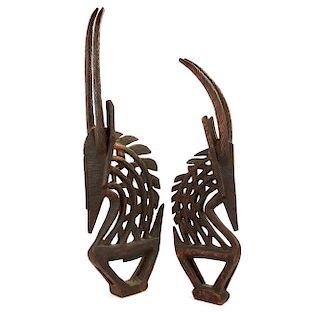Pair of Bambara Antelope Headdress