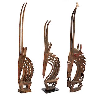 Three Bambara Chi Wara Antelope Headdress