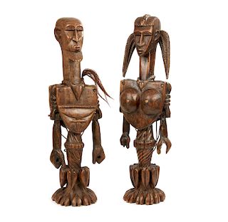 Two Standing West African Wood Figures 