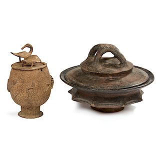 Akan, Ghana, Vessel  and an Akan Ghana, Blackware Ceramic Bowl