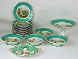 24pc English Hand Painted Porcelain China Dishes