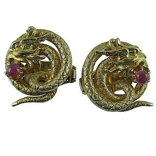 18 Karat Lalaounis Ruby Dragon Earring