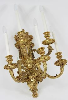 French Dore Bronze Rococo Sconce Light Fixture