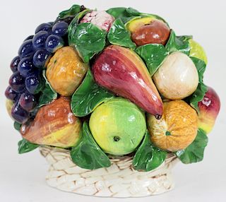 Late 20th C. Italian Majolica Fruit Basket