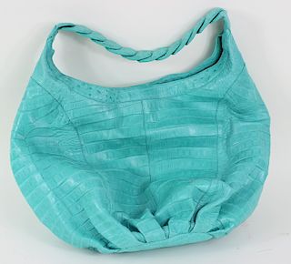 Nancy Gonzalez Turquoise Crocodile Hand Bag Purse