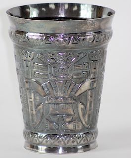 Sterling Silver Peru Figural Trangle Vase.