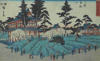 19th C. Framed Hiroshige Japanese Wood Block Print