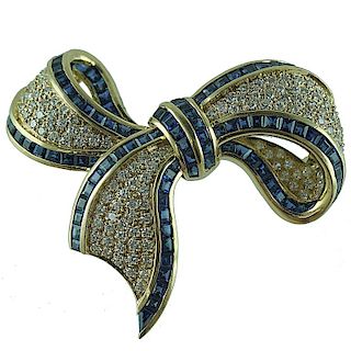 18 Karat Fred Paris Diamond & Sapphire Bow Ribbon