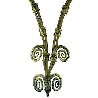 Large Estate Greek Ram Head Necklace