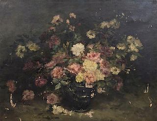 Carolus Tremerie, (Belgian, 1858-1945), Still Life with Flowers, 1888