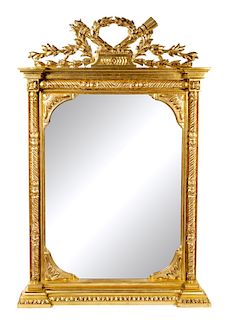 A Louis XVI Style Giltwood Mirror Height 84 inches.