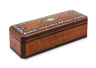 A Napoleon III Marquetry Jewelry Casket Width 11 3/4 inches.