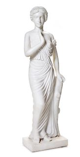 A Continental Carved Alabaster Figure Height 40 inches.