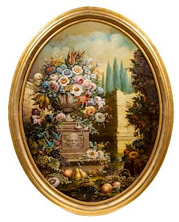 * Continental School, (18th/19th Century), Flowering Urns Among Ruins (a pair of works)