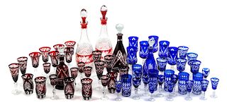 * A Collection of Bohemian Glass Stemware Height of tallest 16 inches.