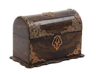 * A Brass Mounted Burlwood Table Casket Width 8 inches.