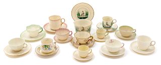 * Eleven Belleek Teacup and Saucer Sets Height of tallest cup 3 1/8 inches.