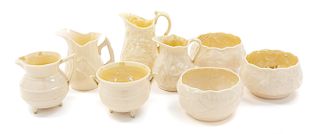 * Four Belleek Creamer and Sugar Sets Height of tallest 4 1/8 inches.