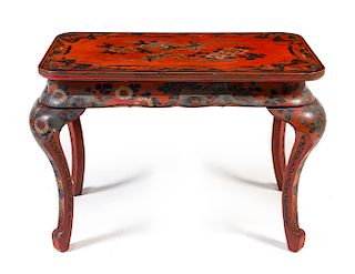 * A Chinese Export Lacquered Table Height 30 x width 42 x depth 25 inches.